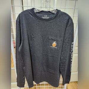 Vineyard Vines Charcoal Long Sleeve Tee with Flame Graphic